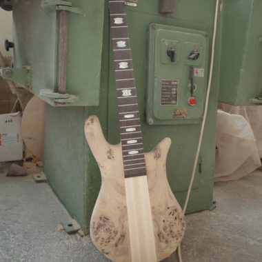 unfinished Spector bass in workshop