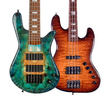 Two USA Series basses side-by-side