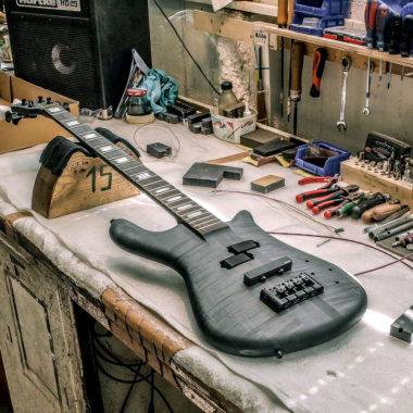 Spector bass in workshop