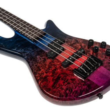 body of blue and purple Spector bass