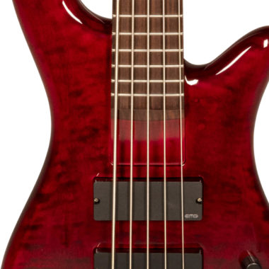 Bantam 5 Black Cherry electric bass close up