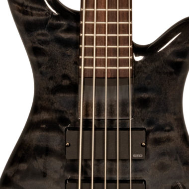 Bantam 5 Black Stain electric bass close up