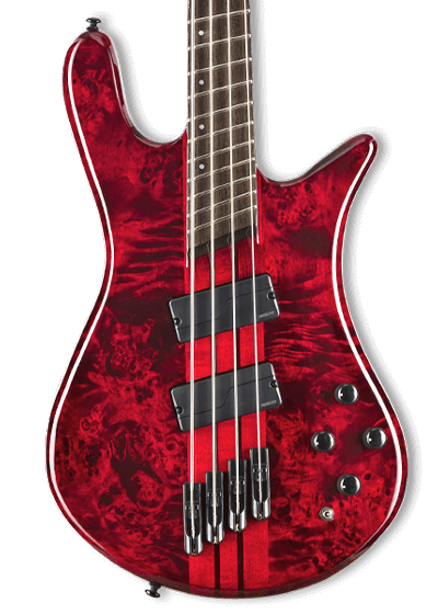 body of Spector Dimension 4 bass guitar in Inferno Red