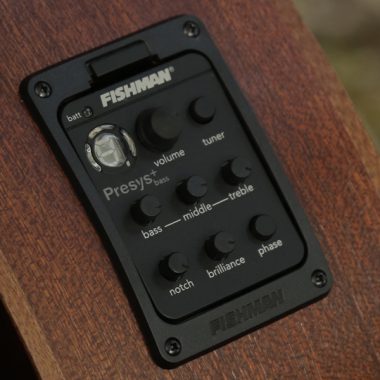 closeup of controls on Spector Timbre acoustic-electric bass